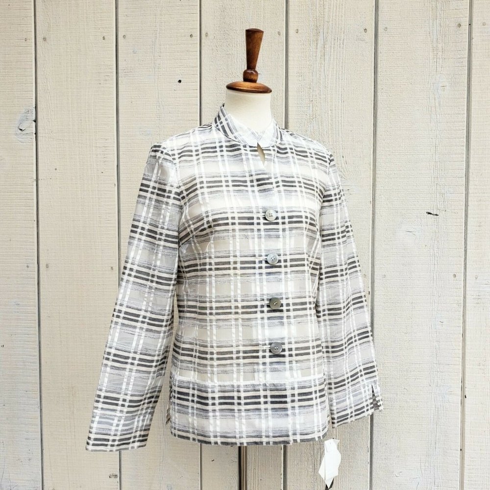 NWT $139 Jones New York Linen Check Jacket Size 6